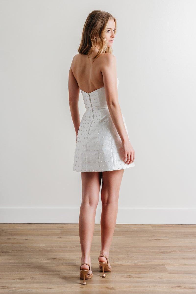 Wedding dress, two-in-one, Short, with a removable sheer skirt — Gabriel by Watters Designs, view 7, MADAMOON showroom, Paris 10e