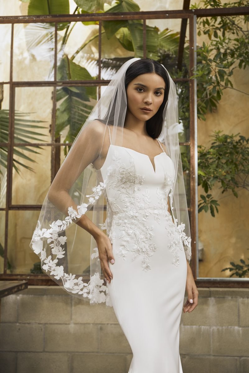 Wedding dress, mermaid in matte satin, a majestic train and a lace back — Venus by Casablanca Bridal, view 5, MADAMOON showroom, Paris 10e